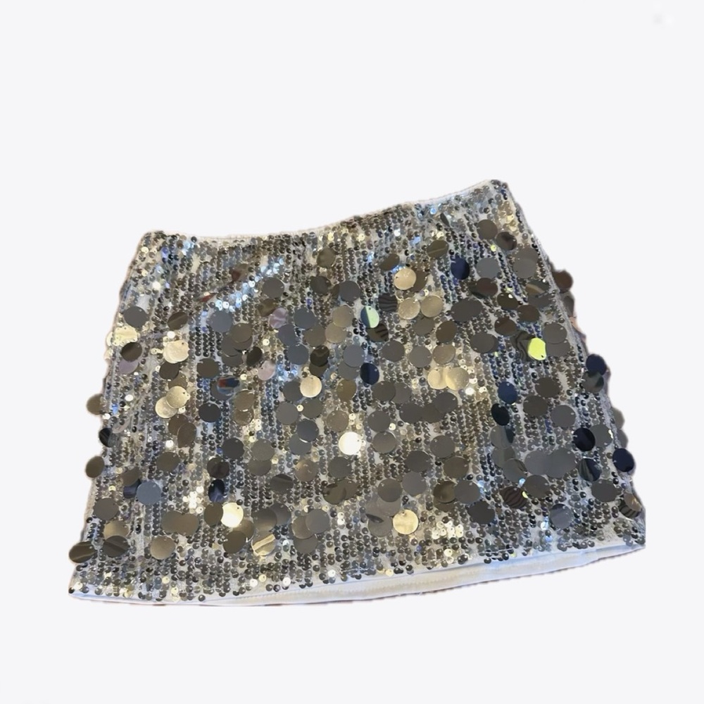 Silver sequined skirt